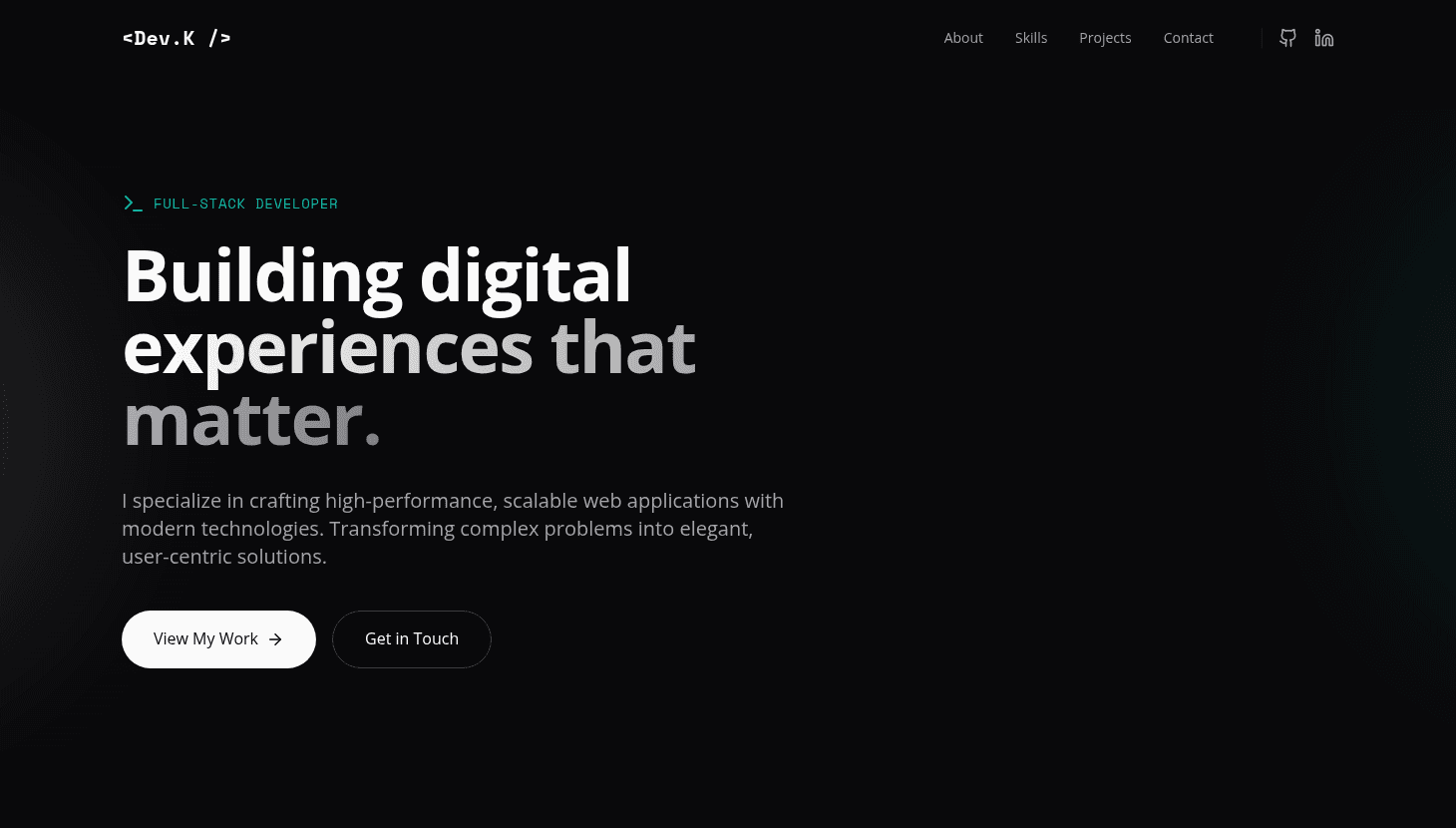 Developer Portfolio Landing Page